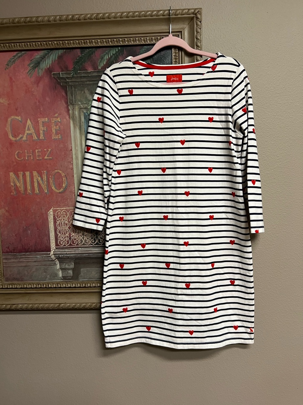 Joules “Riviera Print”  Red Heart Striped Dress